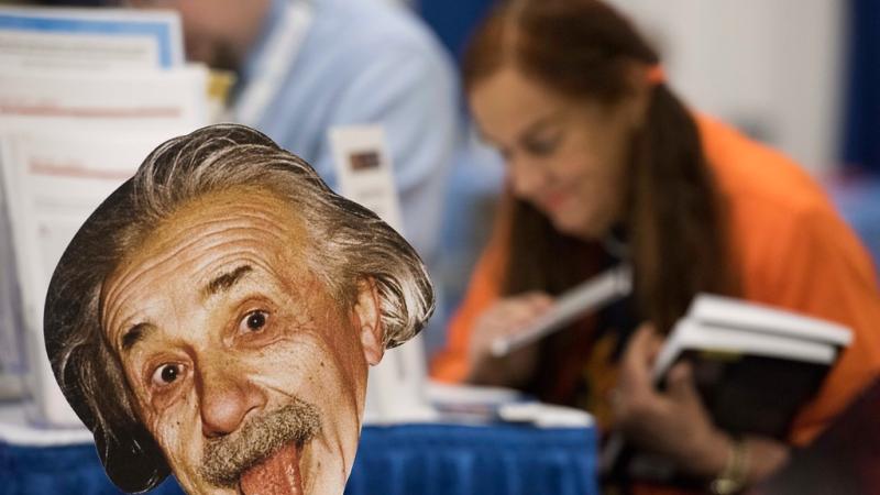 Silly Einstein Photo with AAS Attendee Backdrop