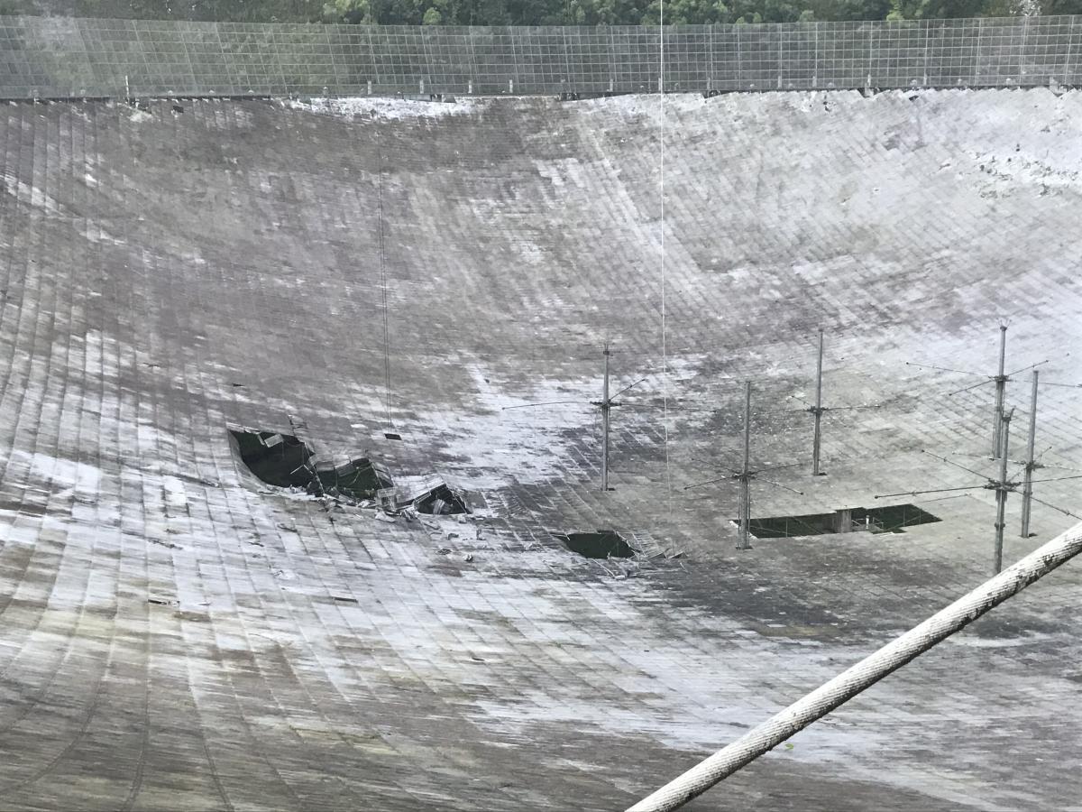 Damage to Arecibo Dish from above